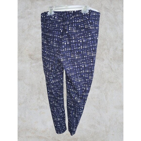Ann Taylor Ladies flat front pockets blue white spandex blend pants size 8 - Picture 5 of 11